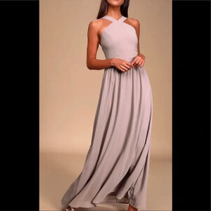 Lulus Air of Romance Taupe Maxi Dress